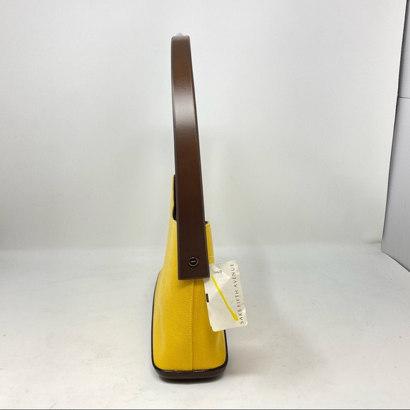 Salvatore Ferragamo Yellow Canvas and Brown Shoulder Bag. - Picture 3 of 11